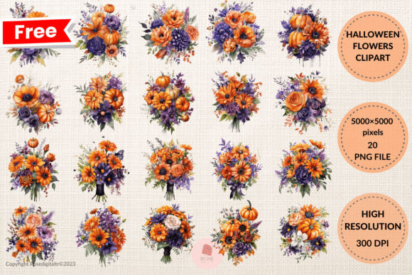 Download Free Halloween Flowers Clipart Bundle 4 - Halloween Collection