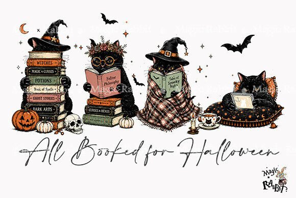 Download Halloween Bookish Cats PNG - Premium Resources