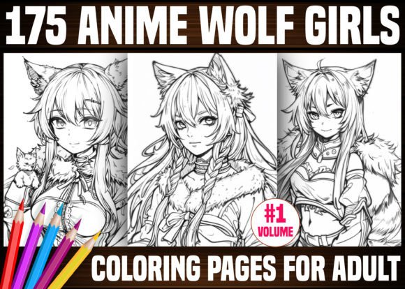 Download 175 Anime Wolf Girls Coloring Pages- KDP - Anime wolf Collection