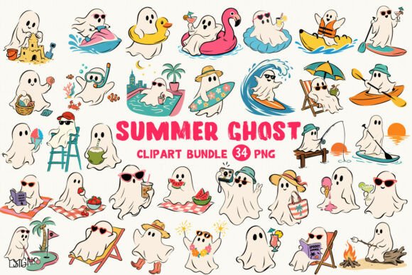 Download Summer Ghost Halloween Clipart Bundle - Halloween Collection