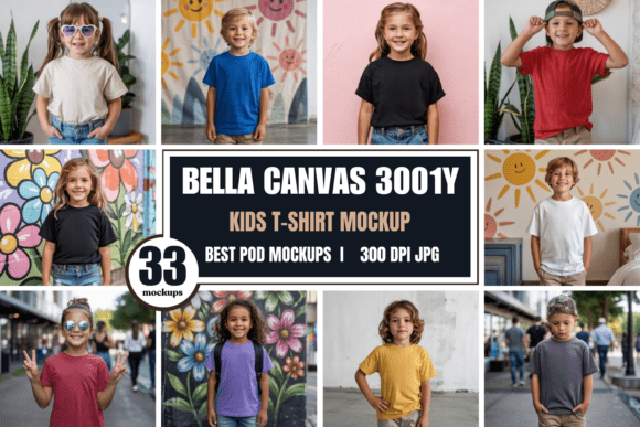 Download Bella Canvas 3001Y Kids Mockup Bundle 2 - Kids Collection