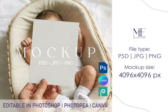 Download Newborn Invitation Mockup, Kids Card PSD - Kids Collection