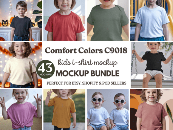 Download Comfort Colors C9018 Kids Mockup Bundle - Kids Collection