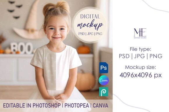 Download Halloween T-Shirt Mockup Kids Girls - Halloween Collection