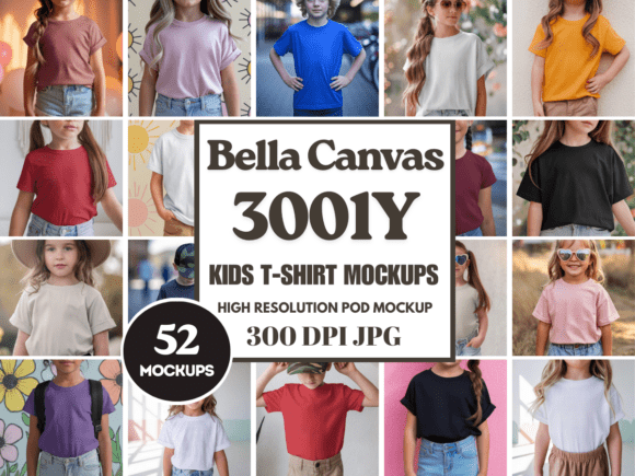 Download Bella Canvas 3001Y Kids Mockup Bundle - Kids Collection
