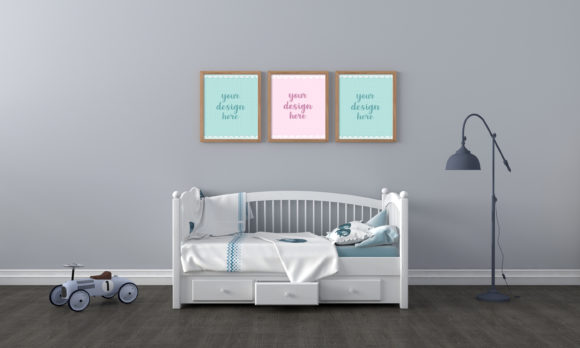 Download A 3D Rendering Kids Bedroom Empty Frames - Kids Collection