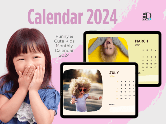 Download Cute and Fun Kids Wall Calendar 2024 - Kids Collection