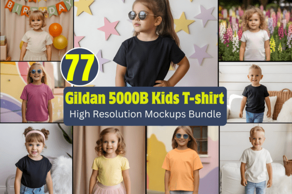Download Gildan 5000B Kids T-shirt Mockups Bundle - Kids Collection