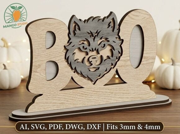 Download Werewolf Halloween Boo Sign SVG DXF - Halloween Collection