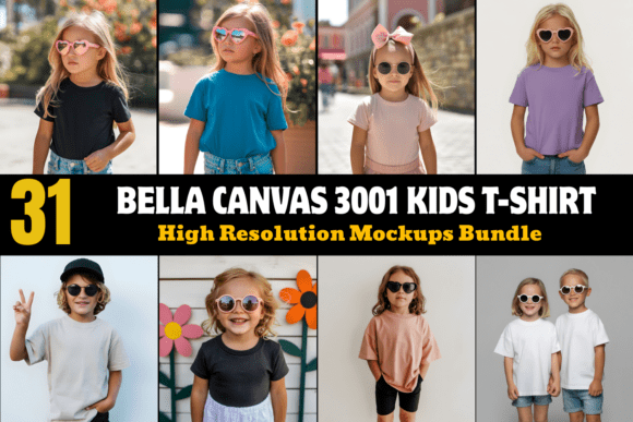 Download Bella Canvas 3001 Kids T-Shirt Mockups - Kids Collection